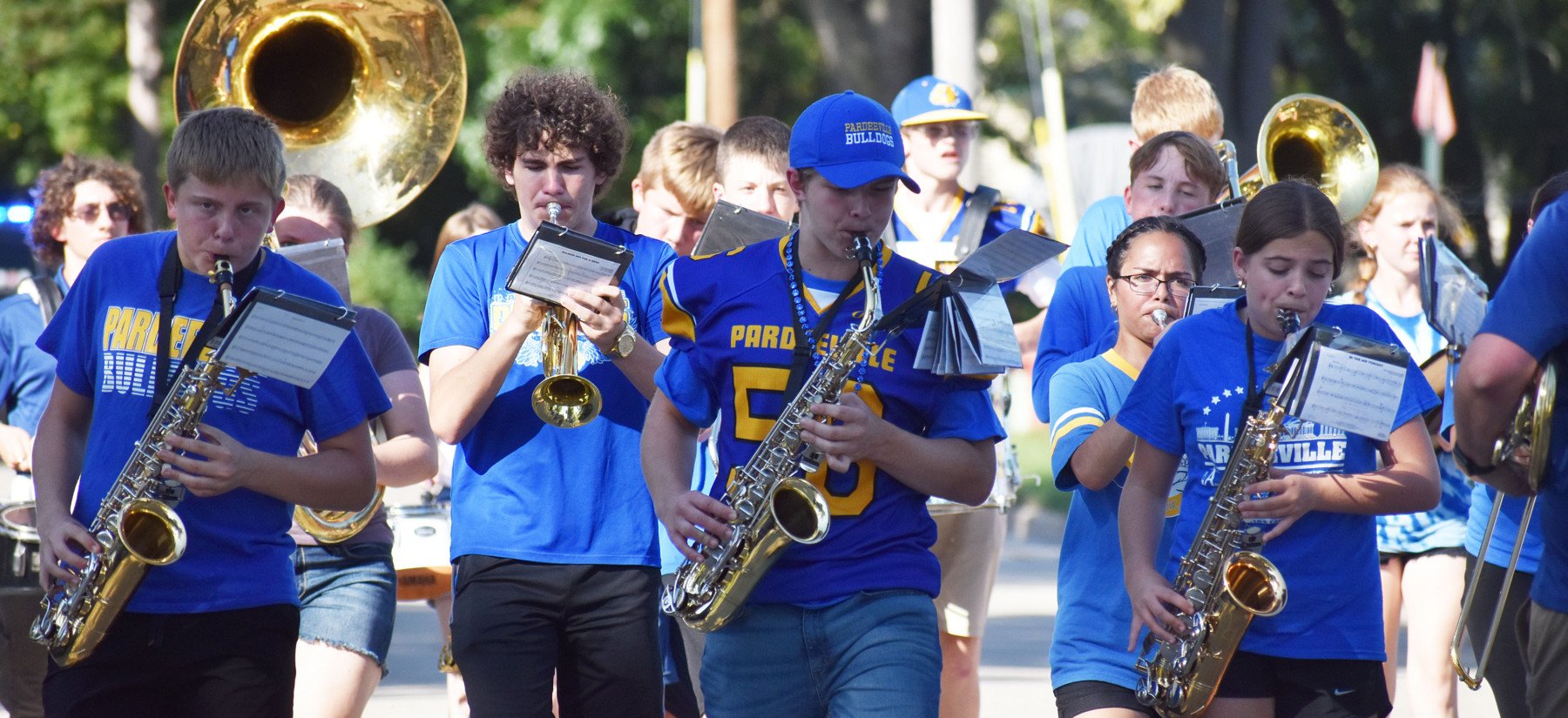 High school band at homecoming parade