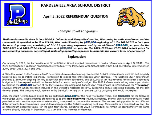 Marquette Academic Calendar 2023 2024 Pardeeville Area School District - Referendum Information